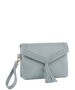 Stitch Tassel Flap Clutch Crossbody Bag TDM-0047 DARK BLUE